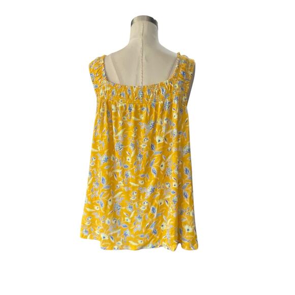 Loft Yellow Smocked Pullover Tank Floral Sleeveless NEW Shirt Womens size XL - Picture 3 of 11